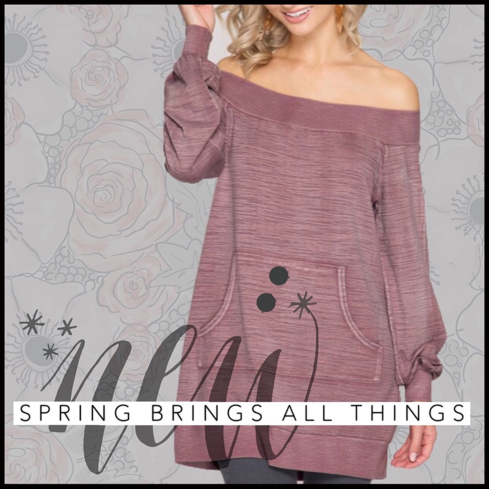 Off-the Shoulder Pocket Tunic - Picture 1 of 7